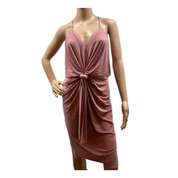 Misa Los Angeles Dresses & Skirts - MISA Los Angeles Dress Women's Small Domino Tie Front Midi Mauve Glam Boho Luxe